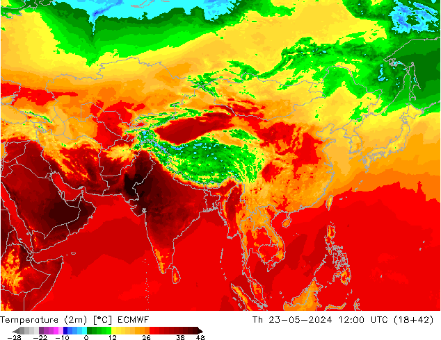 Sıcaklık Haritası (2m) ECMWF Per 23.05.2024 12 UTC