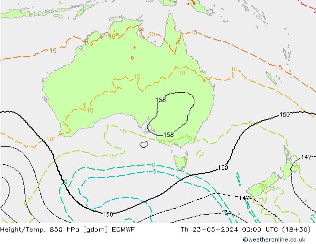 Height/Temp. 850 hPa ECMWF Th 23.05.2024 00 UTC