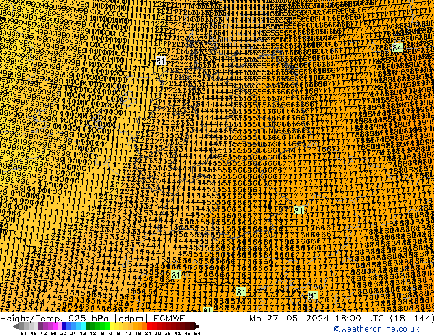 Height/Temp. 925 hPa ECMWF Mo 27.05.2024 18 UTC