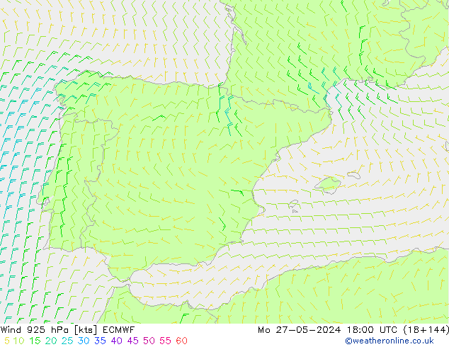 Vent 925 hPa ECMWF lun 27.05.2024 18 UTC