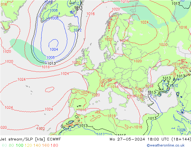 Polarjet/Bodendruck ECMWF Mo 27.05.2024 18 UTC