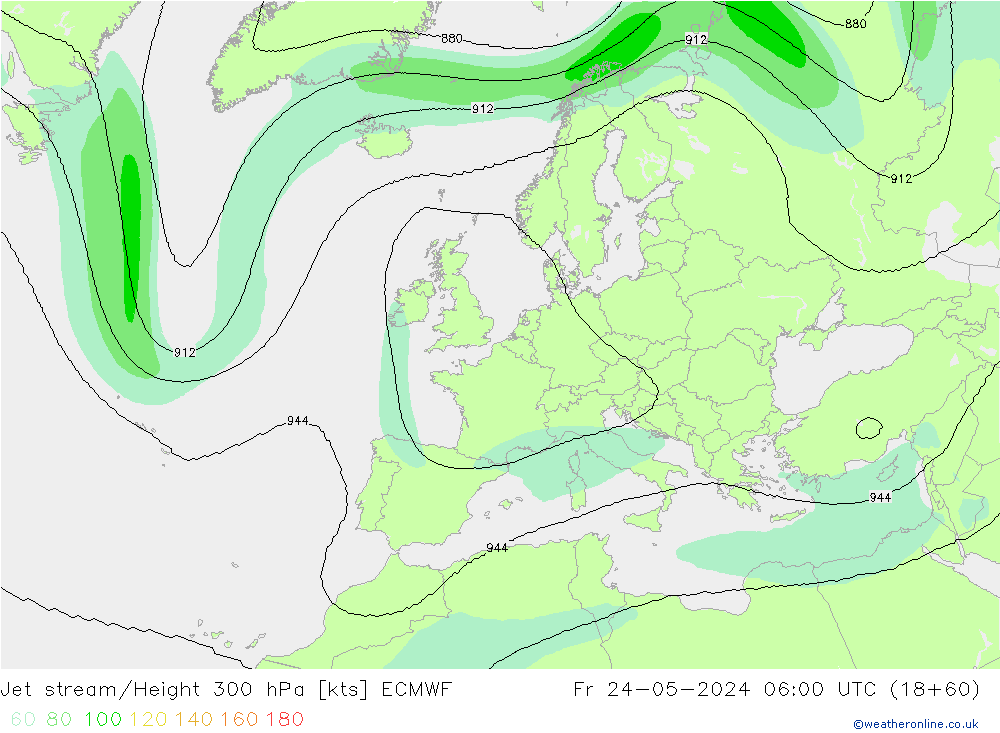 Corrente a getto ECMWF ven 24.05.2024 06 UTC