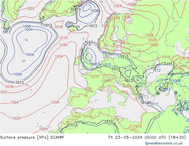 Bodendruck ECMWF Do 23.05.2024 00 UTC