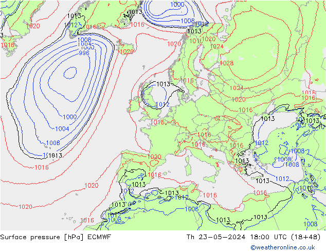 pression de l'air ECMWF jeu 23.05.2024 18 UTC