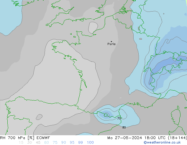 RH 700 hPa ECMWF Mo 27.05.2024 18 UTC