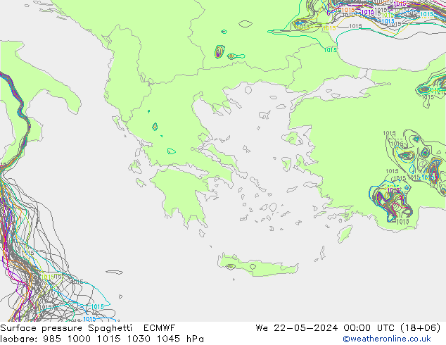 Surface pressure Spaghetti ECMWF We 22.05.2024 00 UTC