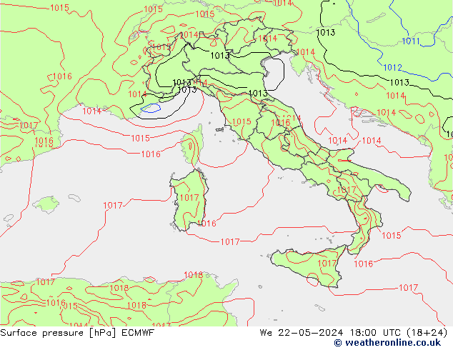 приземное давление ECMWF ср 22.05.2024 18 UTC