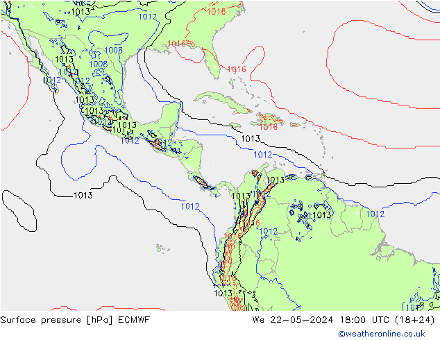 Yer basıncı ECMWF Çar 22.05.2024 18 UTC