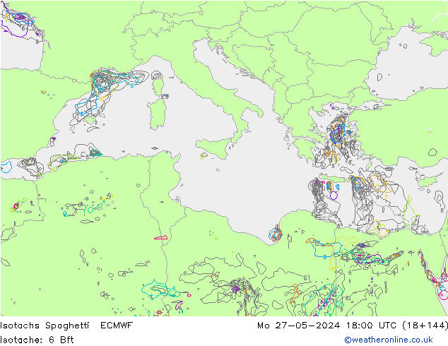 Isotachs Spaghetti ECMWF Seg 27.05.2024 18 UTC
