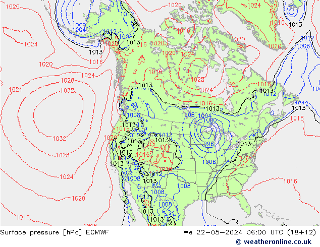 Bodendruck ECMWF Mi 22.05.2024 06 UTC