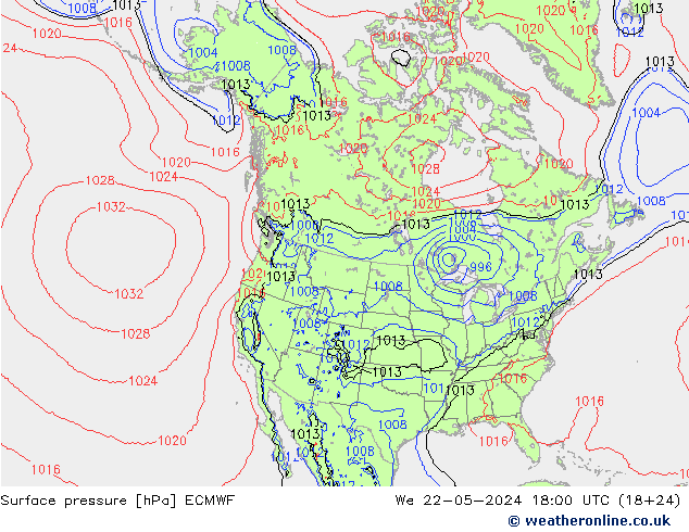 pression de l'air ECMWF mer 22.05.2024 18 UTC