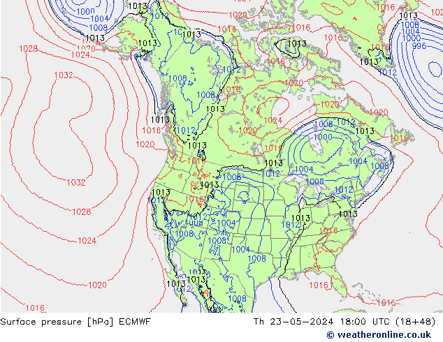 pression de l'air ECMWF jeu 23.05.2024 18 UTC