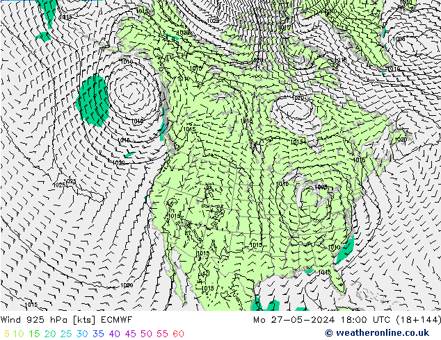 Wind 925 hPa ECMWF Mo 27.05.2024 18 UTC