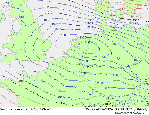 Bodendruck ECMWF Mi 22.05.2024 00 UTC