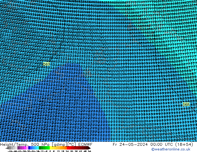 Height/Temp. 500 hPa ECMWF Fr 24.05.2024 00 UTC