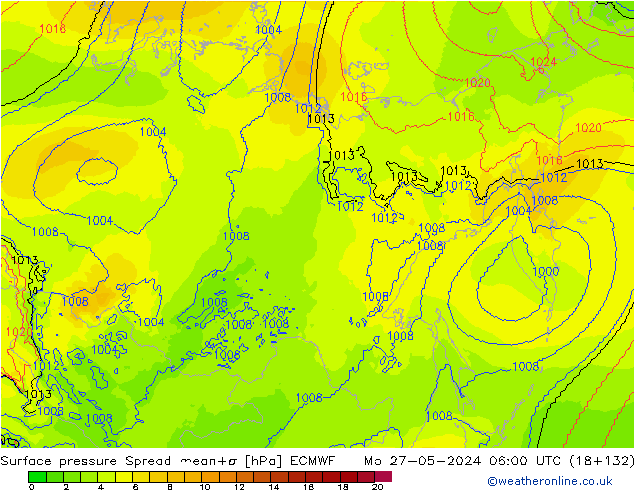 Bodendruck Spread ECMWF Mo 27.05.2024 06 UTC