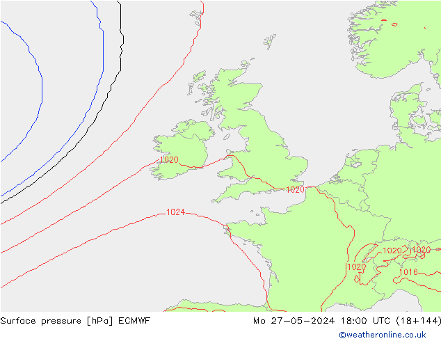 приземное давление ECMWF пн 27.05.2024 18 UTC