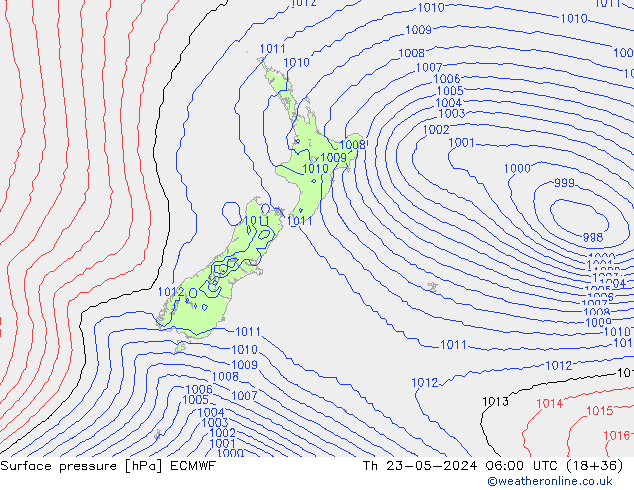 Surface pressure ECMWF Th 23.05.2024 06 UTC