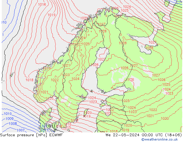 Bodendruck ECMWF Mi 22.05.2024 00 UTC