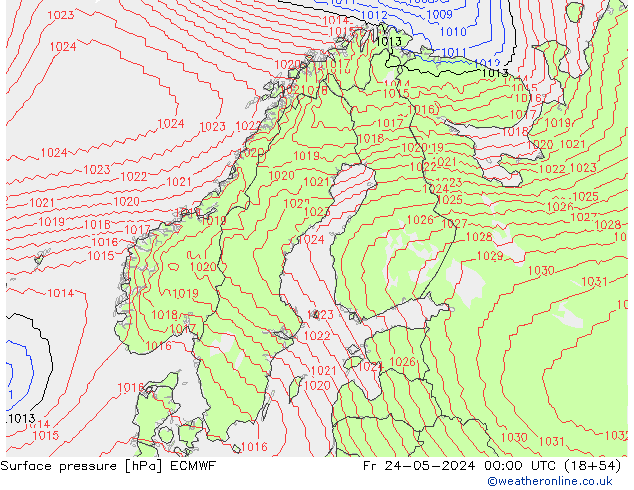 Bodendruck ECMWF Fr 24.05.2024 00 UTC