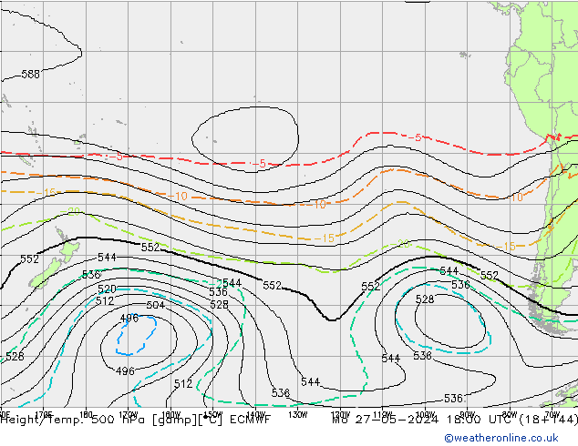 Height/Temp. 500 hPa ECMWF Po 27.05.2024 18 UTC