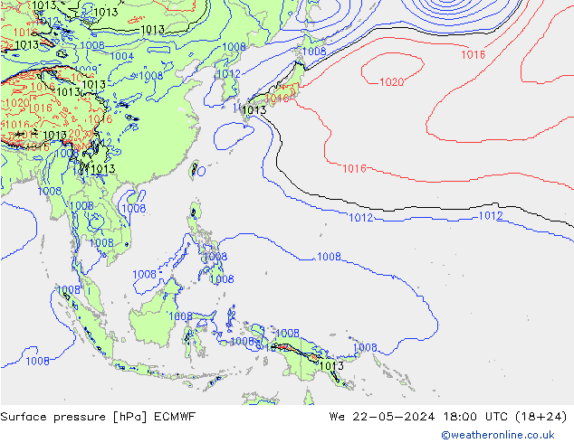 ciśnienie ECMWF śro. 22.05.2024 18 UTC