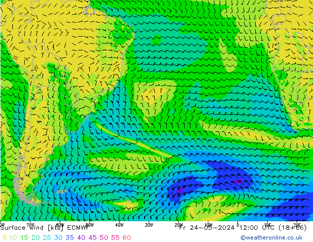 Surface wind ECMWF Fr 24.05.2024 12 UTC