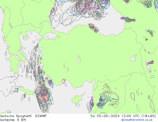 Isotachs Spaghetti ECMWF Sa 25.05.2024 12 UTC
