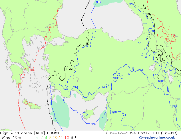 High wind areas ECMWF Fr 24.05.2024 06 UTC