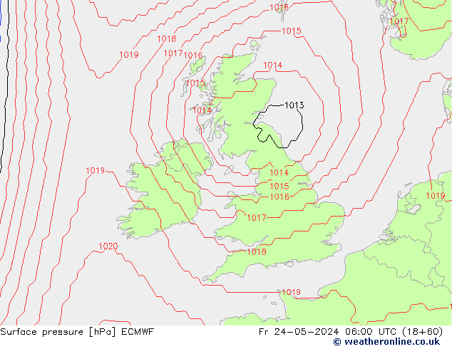 pressão do solo ECMWF Sex 24.05.2024 06 UTC