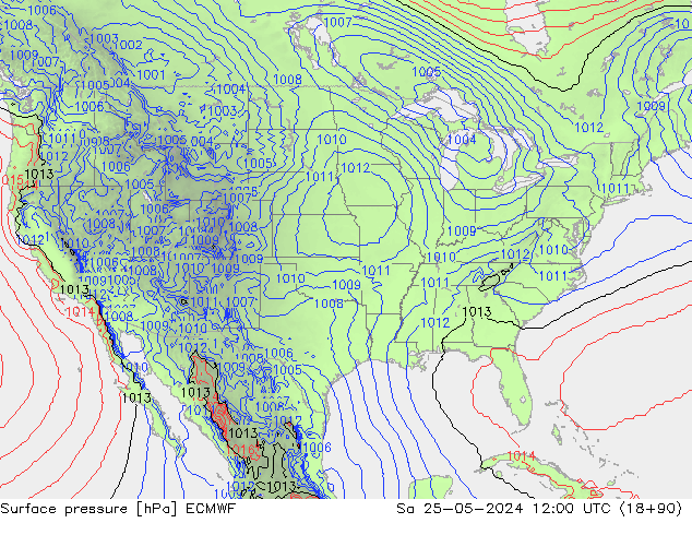 Bodendruck ECMWF Sa 25.05.2024 12 UTC