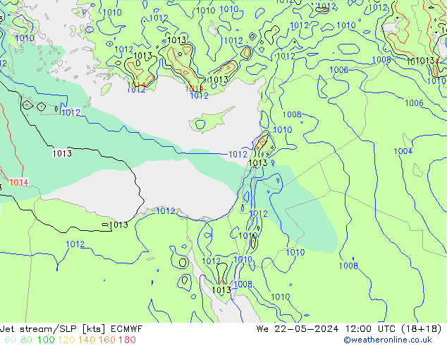 Jet stream ECMWF Qua 22.05.2024 12 UTC