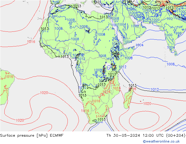 приземное давление ECMWF чт 30.05.2024 12 UTC