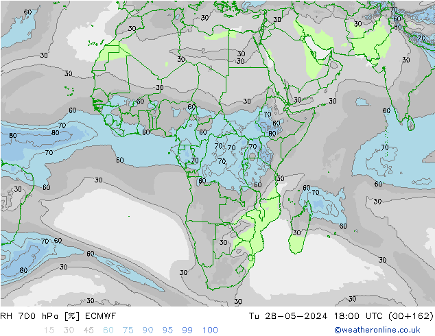 RV 700 hPa ECMWF di 28.05.2024 18 UTC