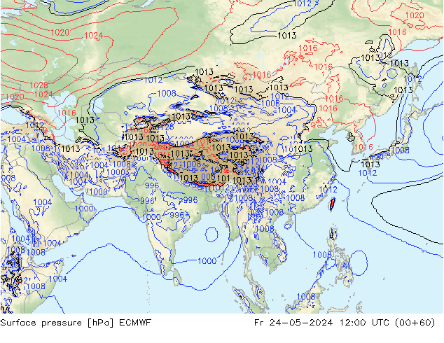 Surface pressure ECMWF Fr 24.05.2024 12 UTC