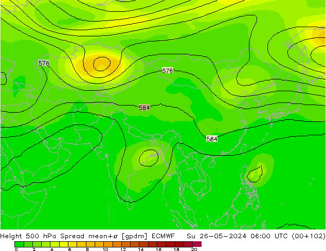 Height 500 hPa Spread ECMWF Su 26.05.2024 06 UTC