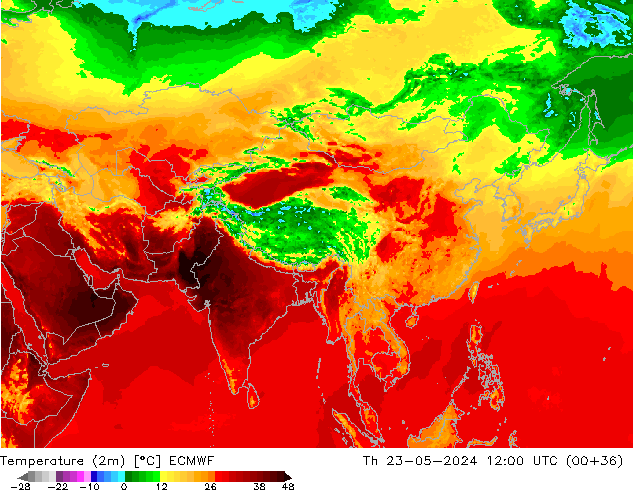 Temperature (2m) ECMWF Čt 23.05.2024 12 UTC