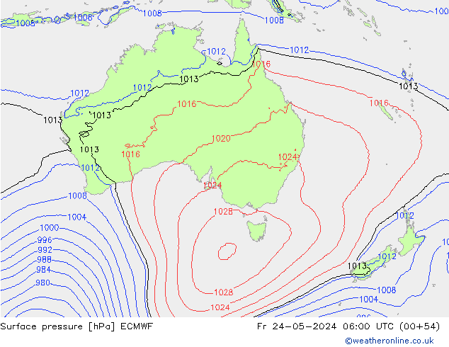 ciśnienie ECMWF pt. 24.05.2024 06 UTC