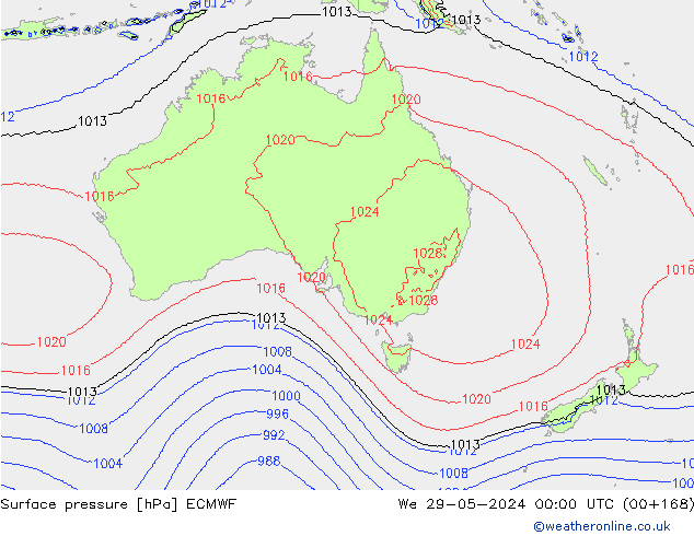 Surface pressure ECMWF We 29.05.2024 00 UTC