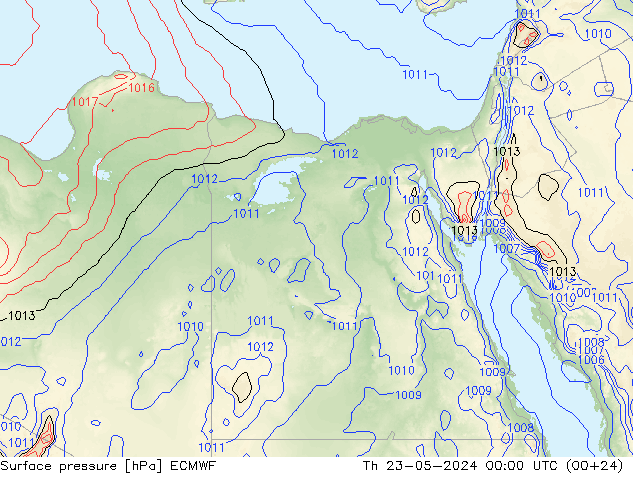 Luchtdruk (Grond) ECMWF do 23.05.2024 00 UTC