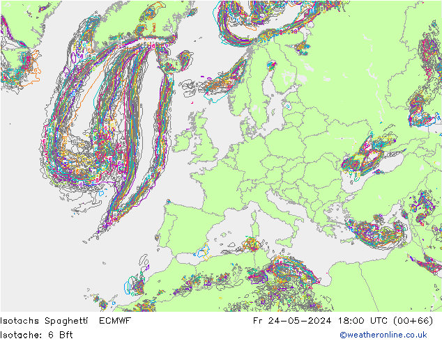 Isotachs Spaghetti ECMWF  24.05.2024 18 UTC