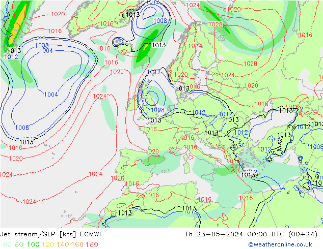 джет/приземное давление ECMWF чт 23.05.2024 00 UTC