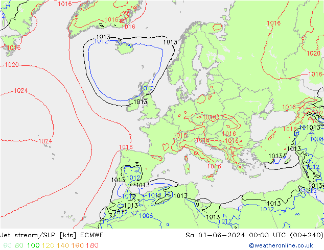 Jet stream/SLP ECMWF So 01.06.2024 00 UTC