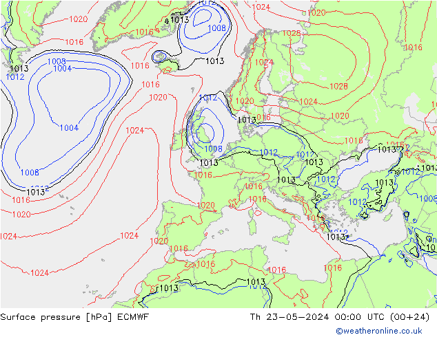 Yer basıncı ECMWF Per 23.05.2024 00 UTC