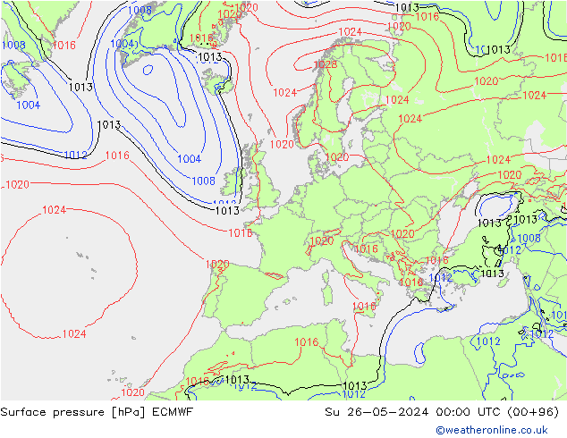 Yer basıncı ECMWF Paz 26.05.2024 00 UTC
