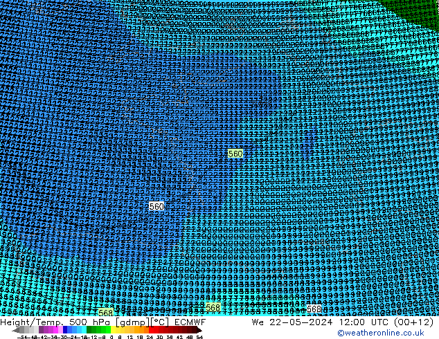 Géop./Temp. 500 hPa ECMWF mer 22.05.2024 12 UTC