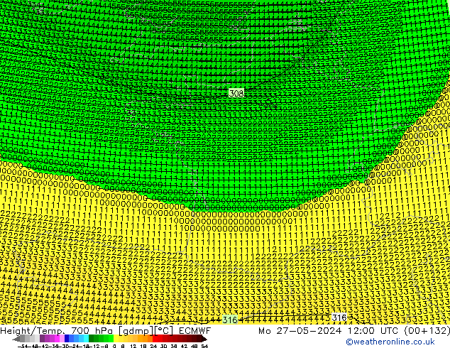 Hoogte/Temp. 700 hPa ECMWF ma 27.05.2024 12 UTC