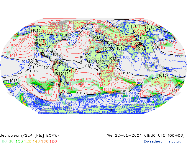 Polarjet/Bodendruck ECMWF Mi 22.05.2024 06 UTC