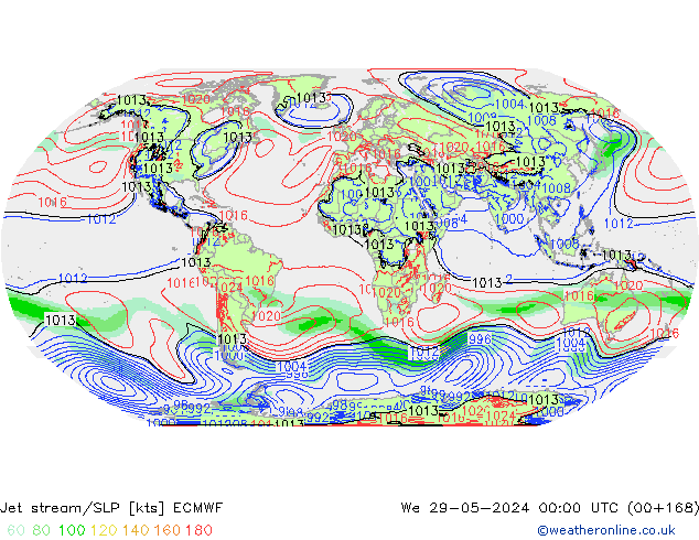 Jet stream/SLP ECMWF We 29.05.2024 00 UTC
