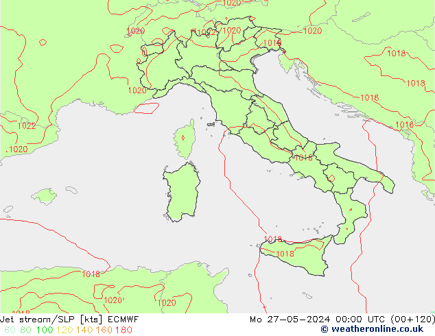 Corrente a getto ECMWF lun 27.05.2024 00 UTC